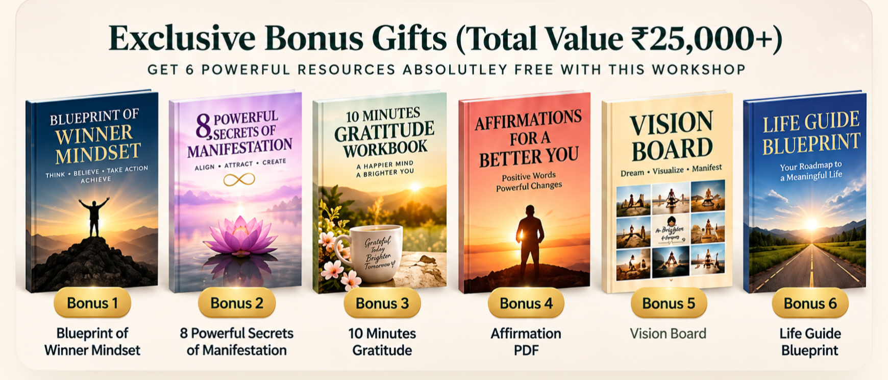 Exclusive Bonus Gift Books — six resources